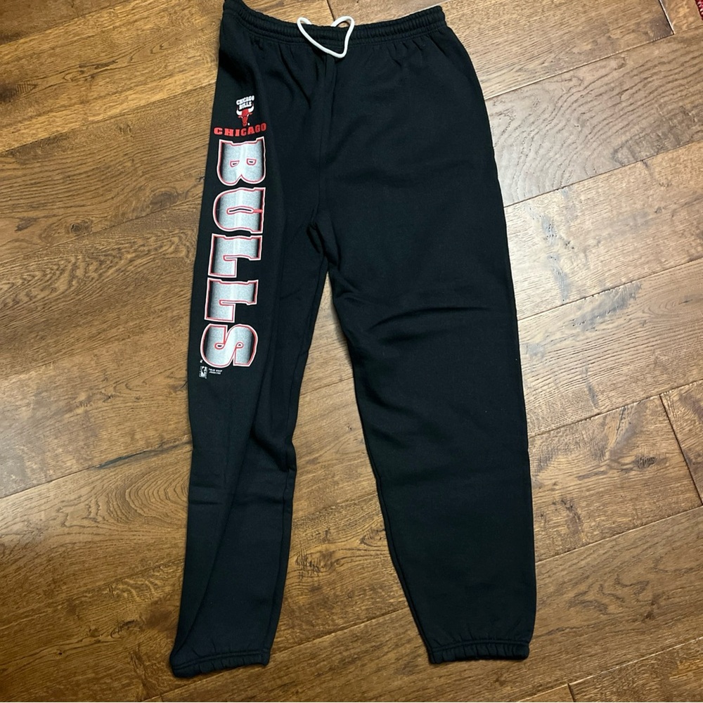 Vintage Front Row Chicago Bulls Side Hit NBA 90s Black Logo Sweatpants USA XL